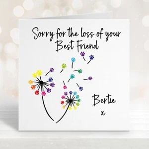 Personalised Pet Bereavement With Sympathy Card - Loss of Dog, Cat, Animal - Picture 1 of 4