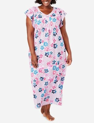 Only Necessities Plus Size Radiant Orchid Crochet Trim Nightgown Size 4X(34/36)  - Image 1 of 4