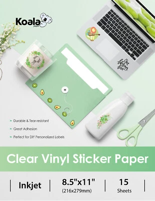 Koala Clear Vinyl Sticker Paper Waterproof Inkjet Printer Glossy Clear Sticker - Image 1 of 4
