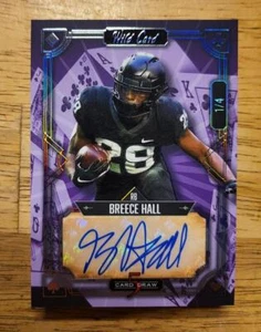 Breece Hall RC Automático #1/4 Púrpura Comodín 5 Cartas Draw - Jets - Bud - Imagen 1 de 7