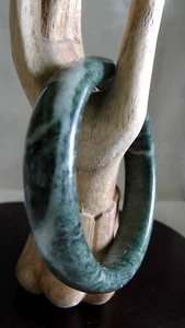 Hand Carved Jade Bangle/inside diameter 62mm Inventory #145 - Picture 1 of 3