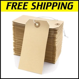 Reinforced Manila Tags with Elastic Cords - 350 PCS Premium Craft Labels - Picture 1 of 9