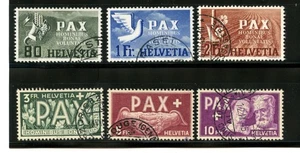 Switzerland #300-305 (S521) Hi Value of "PAX" end of war in Europe, U, CV$760.00 - Picture 1 of 2