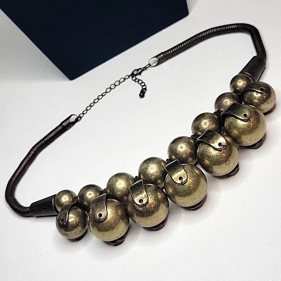 Уникальный винтажный стимпанк ожерелье тяжелая латунь/бронза? Металлическая цепь для шаров и механизмов - Изображение 1 из 4