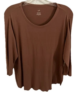 Blusa J Jill Top XL Marrón 100% Algodón Pima Bronceado Minimalista - Imagen 1 de 3