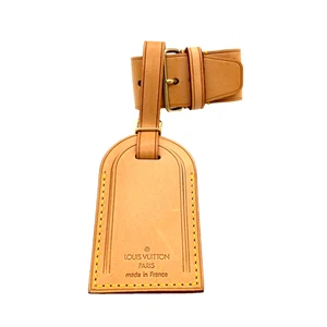 LOUIS VUITTON LV Name Tag & Powanie Brown Leather Vintage Authentic #0009 - Picture 1 of 2
