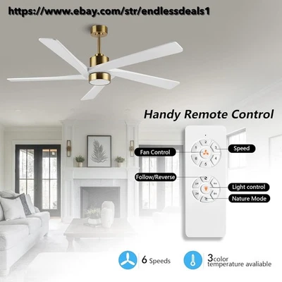 Ceiling Fan with Lights and Remote Control, 5 Reversible Carved Wood, 54 inch, - Image 1 of 4