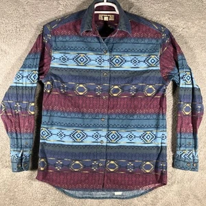 Vintage Cabela's Aztec Tribal Flannel Shirt Womens Medium Geometric Outdoors - Picture 1 of 9