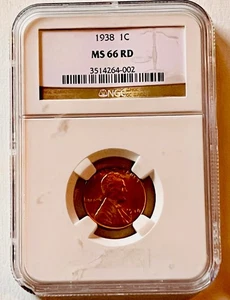1938 Lincoln Wheat Cent MS66 RED GEM NGC - A Pretty Penny! Gratis Geschenk 🎁! - Bild 1 von 4