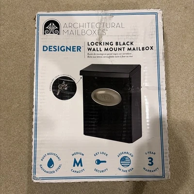 Designer Galvanized Steel Wall-Mount Mailbox DVK000AM Black Architectural - Image 1 of 4