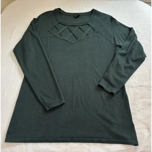 Torrid Women’s Plus Size 1X Knit Sweater Green Lattice Cutout Long Sleeve Fall - Picture 1 of 7