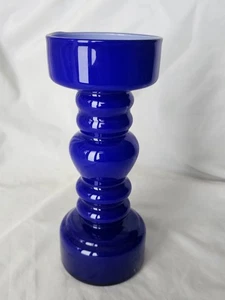 Scandinavian cased mid century modern art glass blue vase, wonderful shape TOTEM - Picture 1 of 10