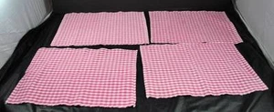Lot Of 4 Red White Gingham Checked Kitchen Home Placemats Table Linens Textiles - Picture 1 of 1