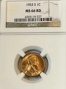 1953 S Lincoln Wheat Cent MS66RD NGC GRADED - Picture 1 of 2