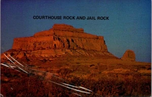 COURTHOUSE ROCK and JAIL ROCK Pumpkin Seed Creek BRIDGEPORT, Nebraska Postcard - Picture 1 of 2