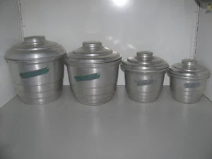 Retro Vintage Beehive Style Aluminium Canisters In Very Good Condition  - Picture 1 of 7