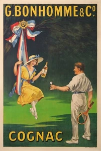 ANÓNIMO - COÑAC G BONHOMME & CO TENIS - PÓSTER VINTAGE DE 1920 - Imagen 1 de 1