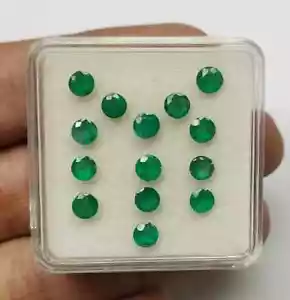 Lote de 14 piezas de piedras preciosas sueltas certificadas redondas 6 mm esmeralda verde Colombia natural - Imagen 1 de 6