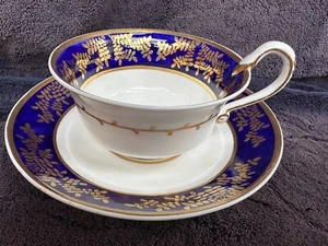 One Antique Cobalt Blue Regency Spode Etruscan Porcelain 2721 Cup & Saucer - Picture 1 of 14
