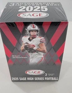 2025 Sage Hit High Series Football Sealed 60 Card Blaster Box 3 Autographs - Picture 1 of 4