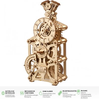 UGEARS Motoren Uhr V-Motor V-Zylinder 3D Holz Bausatz Puzzle Modellbausatz 70217