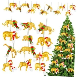 12 Pcs Christmas Jungle Ornaments Set Decorative Hanging Wild Ornaments Animal - Picture 1 of 8