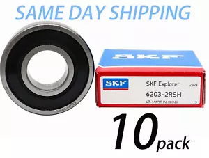 10PACK SKF 6203-2RSH 6203-2RS 17X40X12MM Double Rubber Seal Bearings - Picture 1 of 5