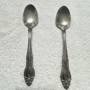SET 2 TABLE SPOONS ONEIDA NORTHLAND MALMAISON STAINLESS ATEEL KOREA ROSE - Picture 1 of 6