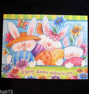 Leanin Tree Easter Greeting Card Flowers Easter Bunnies Bunny Multi Color E36 - Image 1 of 2