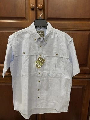 Drake Waterfowl Seersucker Wingshooter's Shirt S/S Blue Seersucker Mens Small - Image 1 of 4