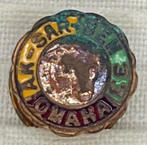 1927 Vintage Aksarben Ak-Sar-Ben Membership Pin Bull Head Motif Omaha Nebraska - Picture 1 of 3