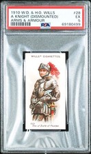 1910 W.D. & H.O. Wills Arms & Armour #28 A KNIGHT (dismounted) PSA 5 EX
