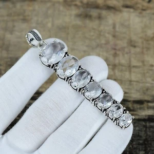 Pendente In Topazio Bianco In Argento Sterling 925 Per Regali Di Anniversario - Foto 1 di 4