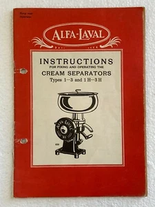 Vintage ALFA LAVAL SWEDEN FARM CREAM SEPARATOR TYPE 1 3 1H 3H Instruction Manual - Imagen 1 de 4