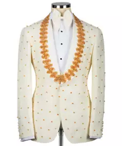 Jacquard Bordado Esmoquin Hombres Traje Set Boda Fiesta Vestir Banquete Traje - Imagen 1 de 14