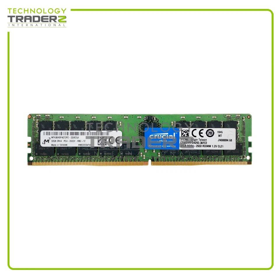 CT32G4RFD4293 Crucial 32GB PC4-23400 DDR4-2933MHz ECC 2Rx4 MTA36ASF4G72PZ-2G9 - Image 1 of 1