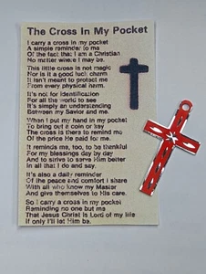 The Cross In My Pocket poem card with a RED & SILVER Pocket Cross - Picture 1 of 1