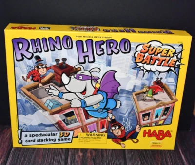 Rhino Hero Super Battle 3D Card Stacking Game HABA Excellent Unplayed - Image 1 of 4