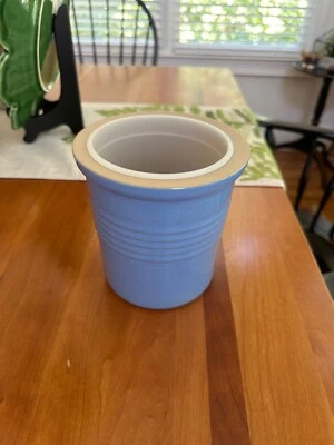PAMPERED CHEF FAMILY HERITAGE Utensil Crock & Liner Wine Cooler Planter BLUE NEW - Image 1 of 4