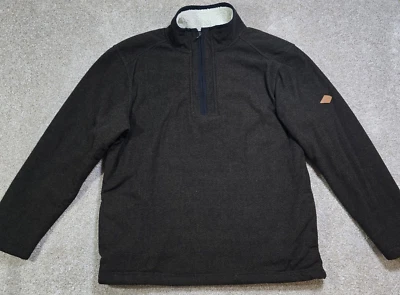 Orvis Quarter Zip Pullover Sherpa Lined Brown Pockets Cozy Logo Patch Men's M - Image 1 of 4