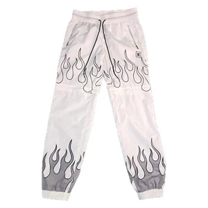 EPTM Windbreaker Pants/Shorts Size XL White Flames Streetwear Hype Y2K Style - Picture 1 of 10