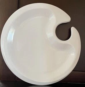 Round Party Appetizer Plate with Wine Glass Hole, Melamine, White - Picture 1 of 4