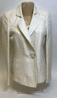 Giorgio Armani Women Blazer White Textured  Shimmering Vintage Size 43 RN 103723 — 第 1/4 张图片