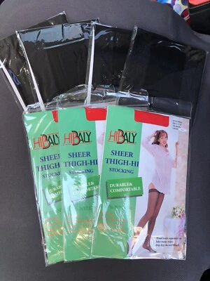 Medias Hibaly para mujer transparentes hasta el muslo-7 pares rojas o negras Foto 1 de 2