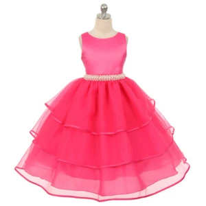 Vestido FUCSIA Talla 2 Flor Niña Cumpleaños Formal Baile Dama de honor Recital Fiesta - Imagen 1 de 3