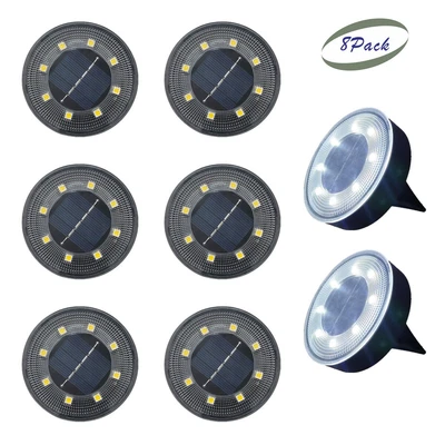 8 Pack Solar LED In-Ground Light bulb Waterproof Sensor lamp Garden Plastic IP68 - Image 1 of 4