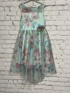 Zunie Blue and Pink High-Low Sundress for Wedding Guest girls Size M (7/8) - Picture 1 of 7