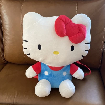 NWT Hello Kitty Backpack with Zipped Pocket by Sanrio Blue and Red Overalls - Image 1 of 4