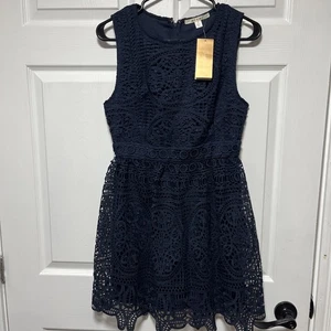 NWT Miami Navy Blue Lace Sleeveless Lined Dress Size Small - Bild 1 von 10