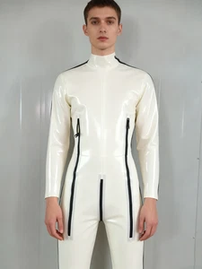 100% Látex Gato Goma Body Blanco Mono Hombro Cremallera S-XXL - Imagen 1 de 2
